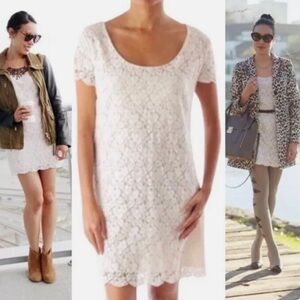 ARITZIA Talula off White powder pink Lace Balletcore Mini Dress  medium